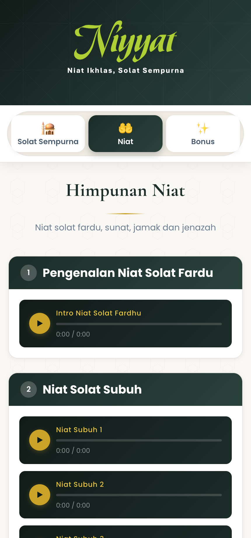 Paparan kandungan Niyyat 3